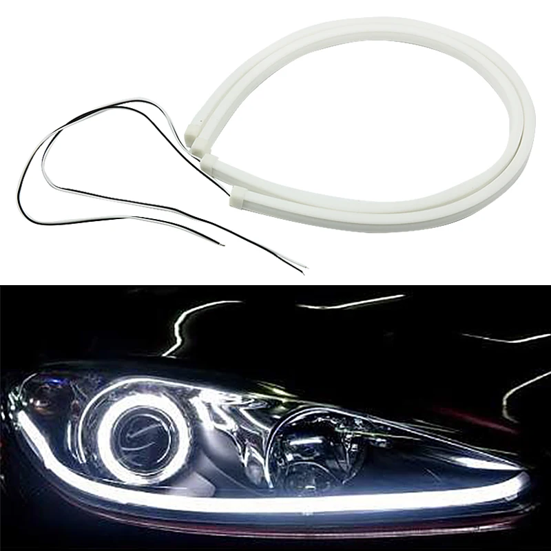 

2x 45/60cm Car LED Flexible White Daytime Running Light Strip For Ford Focus Fiesta Ranger Suzuki Grand Vitara SX4 Swift