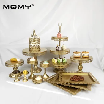 

13 Pcs Wedding Cupcake Set Gold Metal 3 Tier Iron Small Birdcage Cake Stand