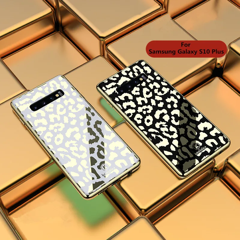 

Tempered Glass Case For Samsung Galaxy S10 Plus Plating Leopard Print Full Cover For Samsung Galaxy S10 E S9 Plus Note 9 Cases