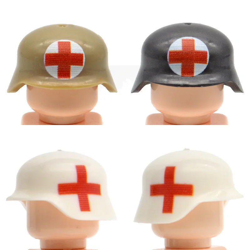 

10pcs/lot M35 medical Helmets Custom Printed MOC Parts Building Blocks Bricks Toys for Children