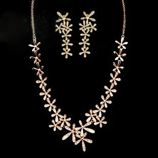 

Top Quality Luxurious Czech Rhinestone Flowers Bridal Jewelry Sets Trendy Women Banquet Jewelry Sets