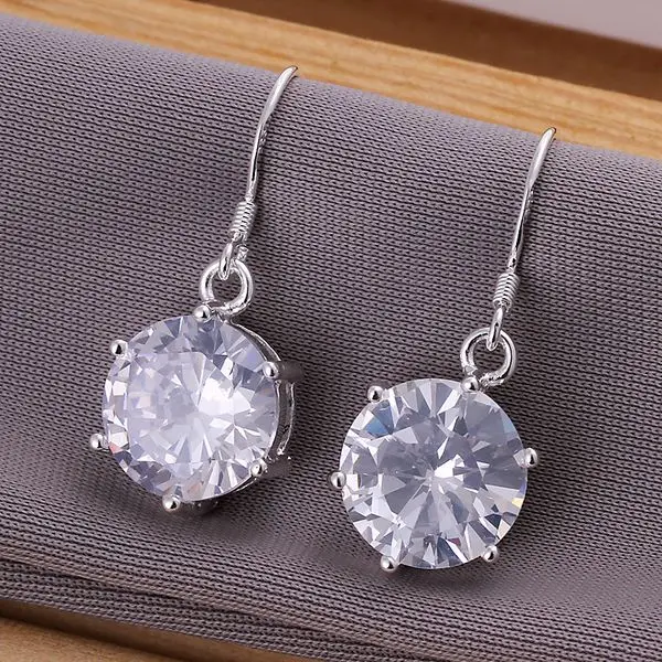 

925 jewelry silver plated earrings, 925 jewelry jewelry, Zircon Earrings E172