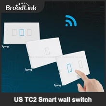 New US Wifi Broadlink TC2 1Gang+2Gang+3Gang Wireless Remote Control Tempered Glass Touch Wall Light Switch 100V-240V Smart Home