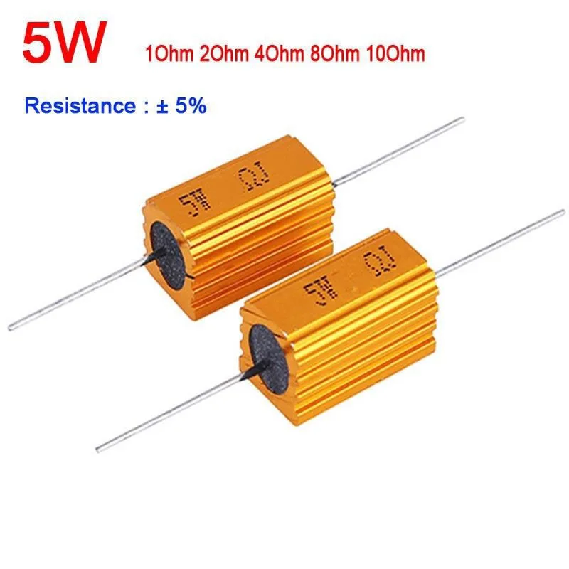 5 Вт Мощность металлический резистор алюминий 1R 2R 4R 8R 10R 1ohm/2ohm/4ohm/8ohm F/tube amp