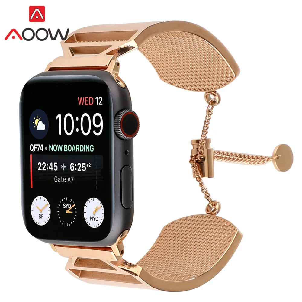 

Stainless Steel Jewelry Bracelet for Apple Watch 38mm 42mm 40mm 44mm Embossing Metal Watchband Strap Band for iwatch 1 2 3 4