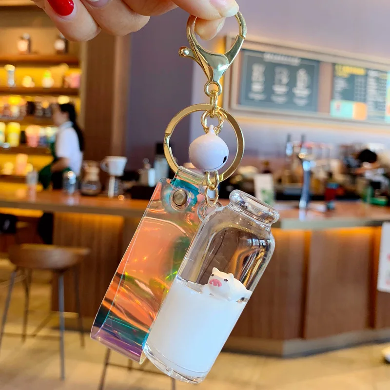 

Liquid Animal Round Keychain Creative Moving Key Ring Car Key Pendant Birthday Gift Delicate New keychain cartoon