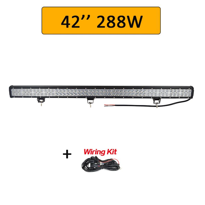 44in 288W wiring Auxtings 1" 22" 20 дюймов 12 в 24 В внедорожный светодиодный светильник, комбинированный точечный прожектор 2" 126 Вт светодиодный рабочий светильник для джипа автомобиля 4WD грузовика внедорожника ATV - Цвет: 44in 288W wiring