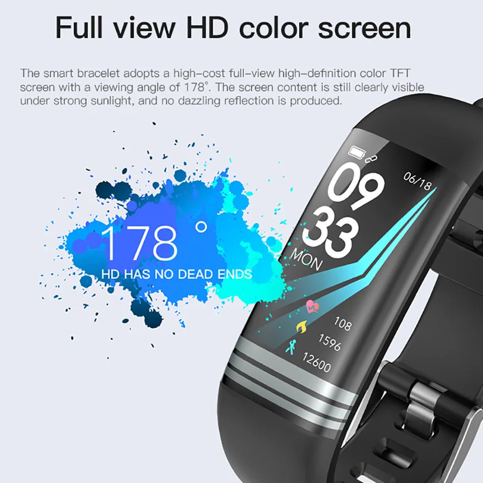 Fitness Smart Watch Men Women Heart Rate Monitor 105mAh Full View HD Pedometer Bluetooth Running Sport Watch For IOS Android