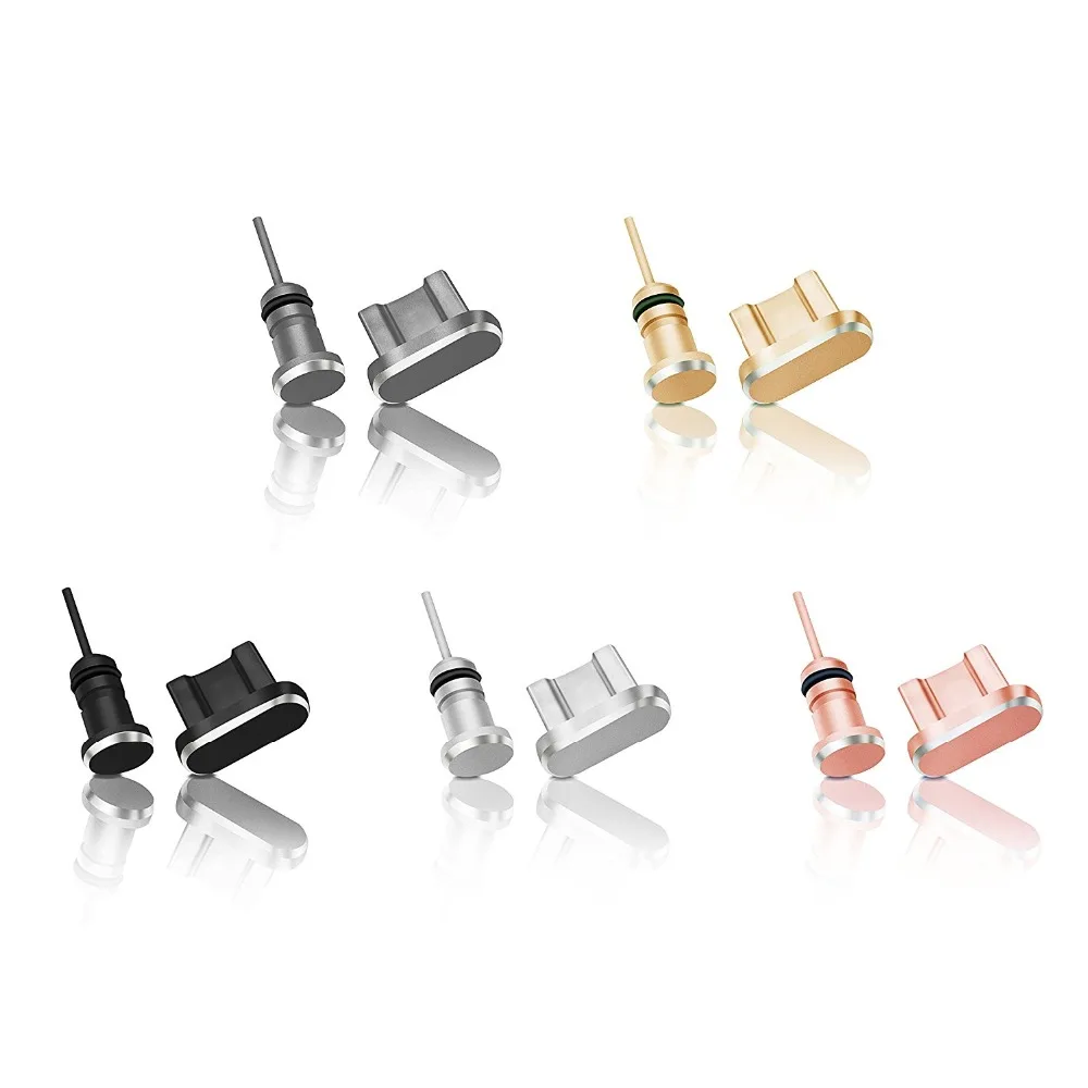 Metal Micro USB Charging Port + Earphone Port Dust Plug Android Mobile Phone 3.5mm Jack Headset Stopper Retrieve Card Pin Tool (2)