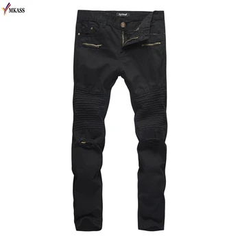 

2018 Hip-hop Men Jeans masculina Casual Denim distressed Men's Slim Jeans Pants Brand Biker Jeans Skinny rock ripped jeans homme