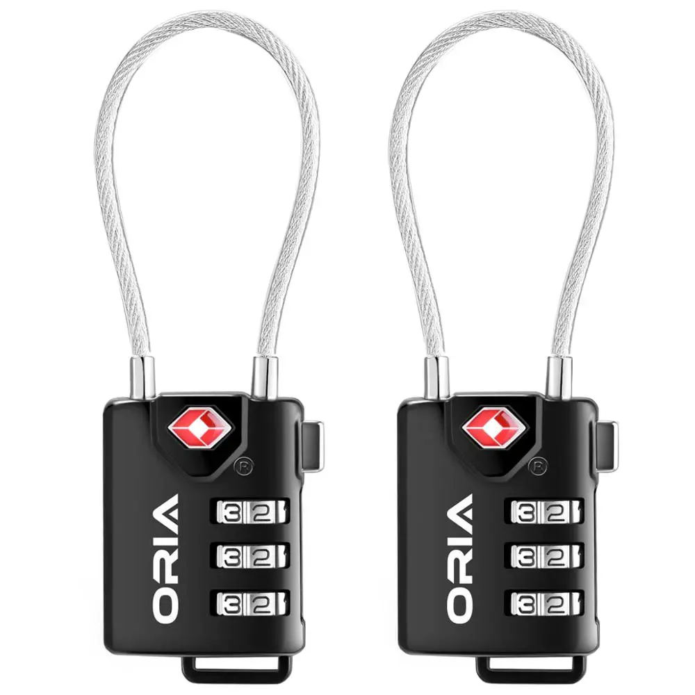 

ORIA 2PCS Digital Luggage Lock TSA Safe Padlock Suitcases Baggage Backpacks Small Cabinets Computer Bags Travel Cable Safe Locks