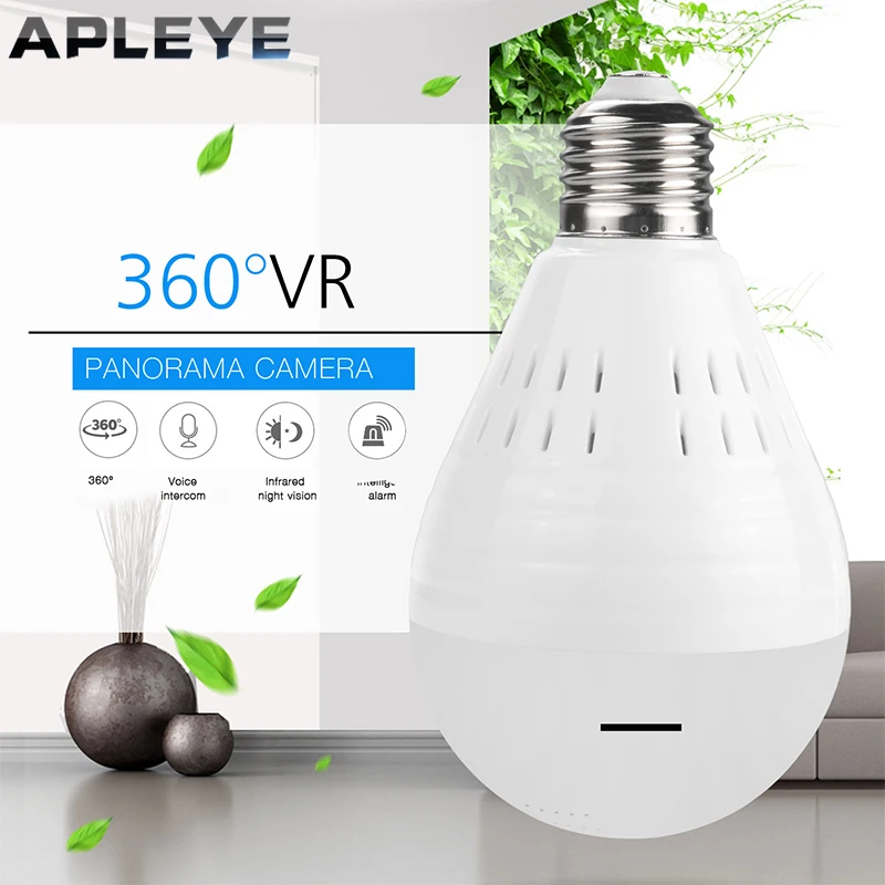 

APLEYE 1080P Wireless IP Camera E27 LED Bulb Light Panoramic Wi-Fi Lamp FishEye Lens WIFI Camera CCTV Home Security P2P Camara