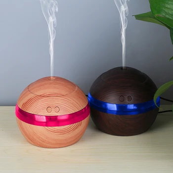 

DEKAXI 130ml Mini USB Air Humidifier Oil Diffusers Ultrasonic Humidifier with Wood Grain for Home Office Bedroom
