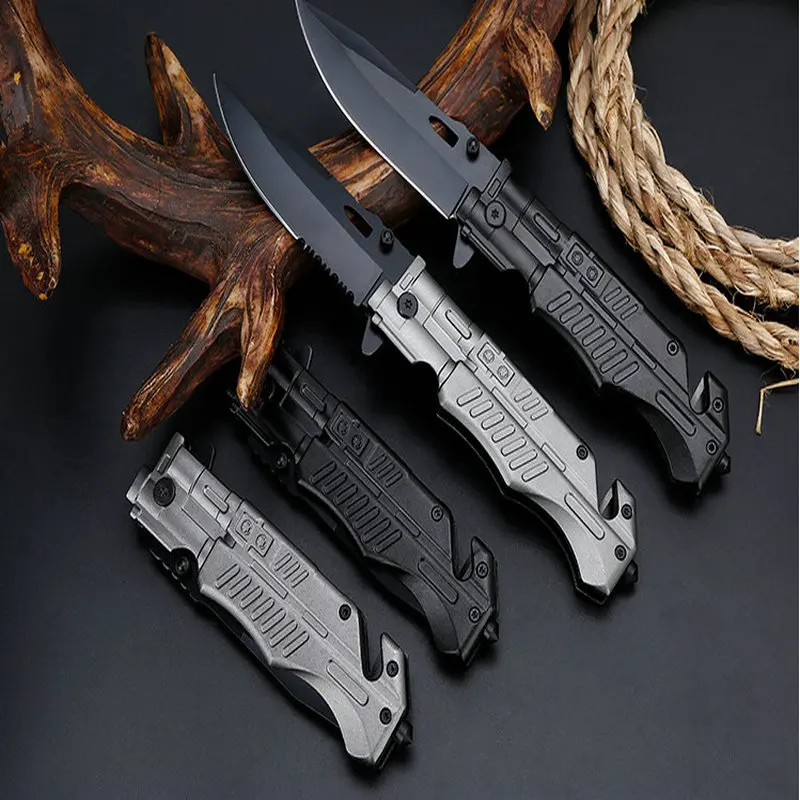 tactical folding knife aluminum handle outdoor camping hunting survival rescue pocket edc tools  (6)