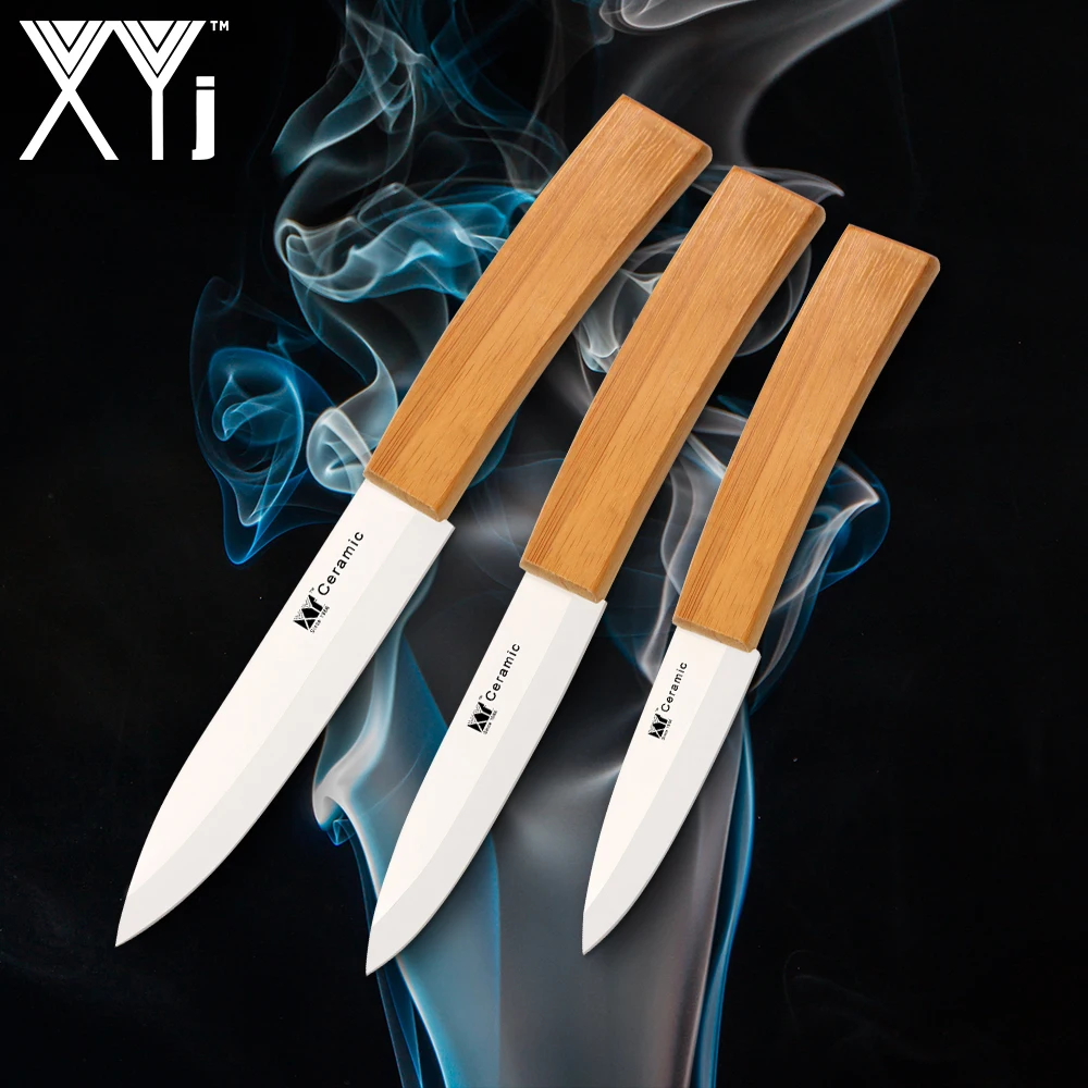 

XYj Ceramic Chef Knives Zirconium Oxide Ceramic Meat Cleaver Kitchen Knife Sets Fruit Utility Slicing Chef Bamboo Cooking Knives