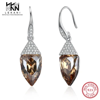 

Elegant Women Earrings Crystal From Swarovski Vintage 925 Sterling Silver Hook Earring Drop Water For Women Geometric Jewelry