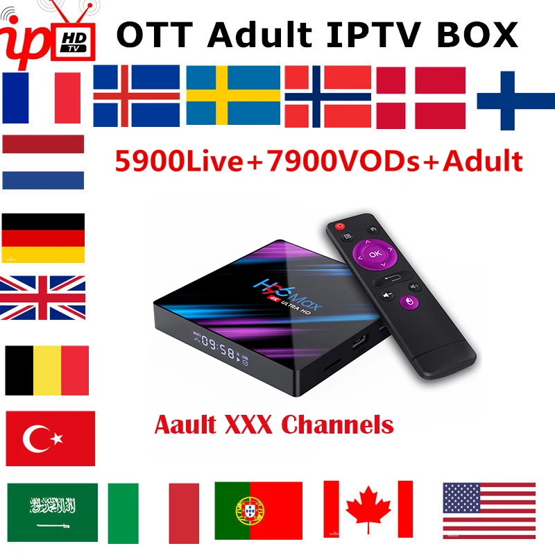 

H96 MAX Smart IP TV Box Wireless Android 9.0 With 1Year France Portugal Belgium Netherlands Belgium Italy UK IPTV Subscription