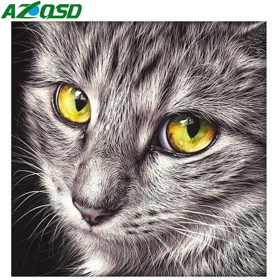 

AZQSD 5d Diamond Painting Cat Animal Picture Of Rhinestones Diamond Embroidery Full Display Needlework Cross Stitch Full Kit