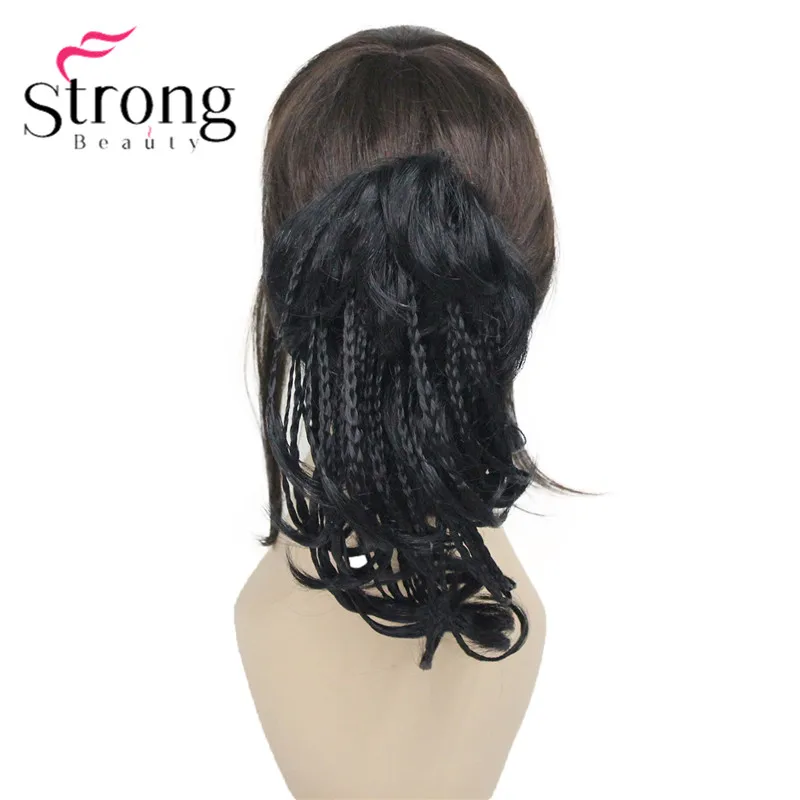 StrongBeauty короткие крошечные косички плетеные прямые волнистые волосы накладной Хвост коготь клип Цвет выбор - Цвет: 1 Dark Black