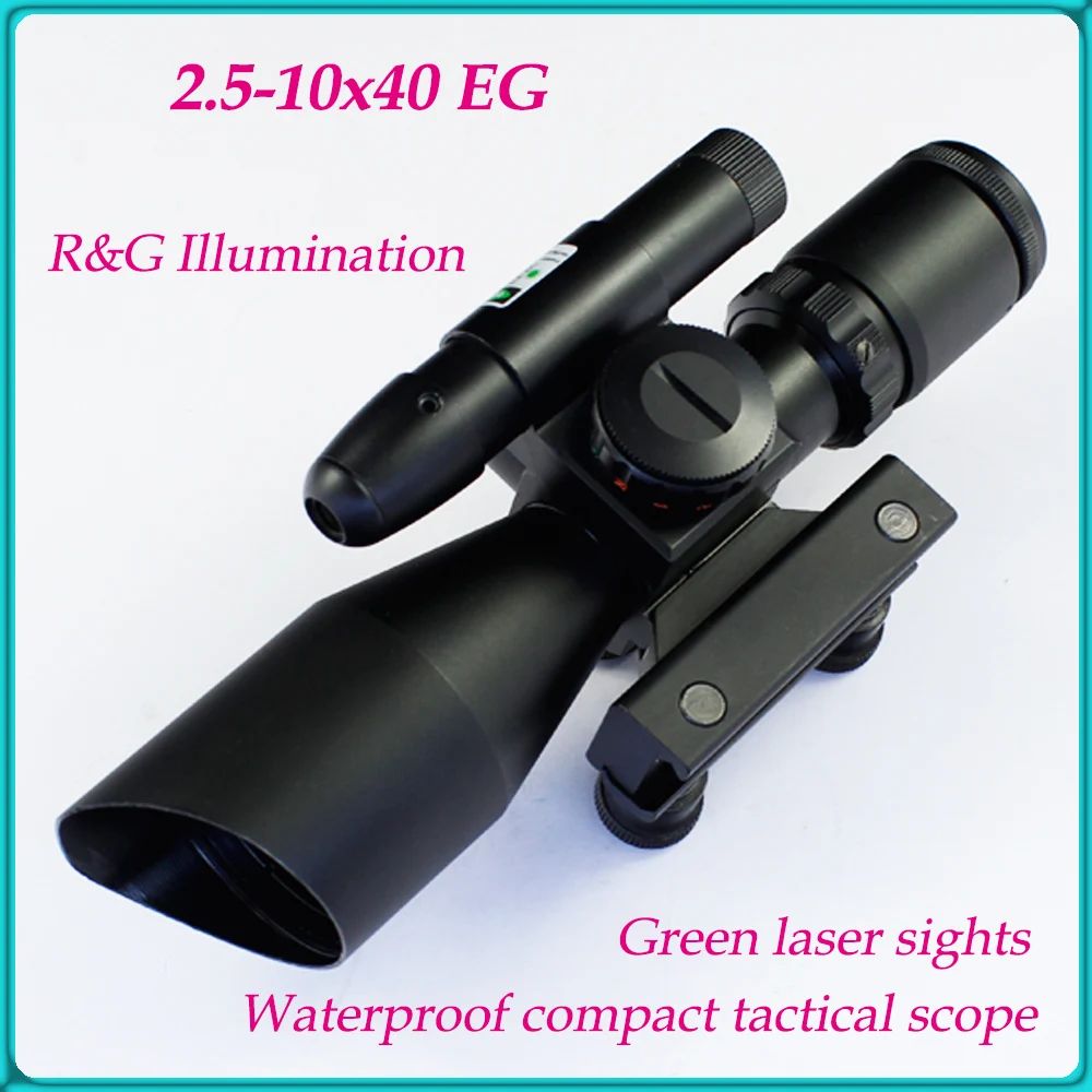 

Spike Compact Tactical subzero 2.5-10x40 riflescope with Red green Mid-dot Reticle and green laser sight for airgun
