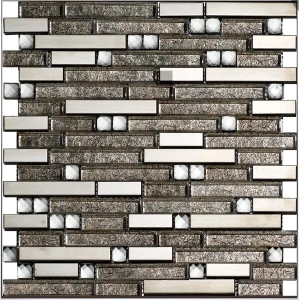 New stainless steel metal glass mosaic glass tile kitchen backsplash bathroom shower background decorative wall floor wallpaper