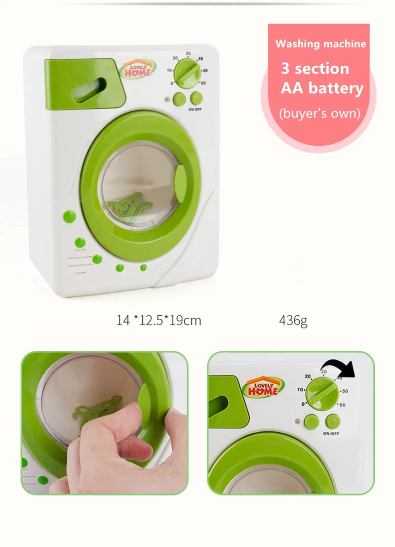  Simulation Washing machine Toy Children Pretend Play Household appliances Electric toy Develop Hous