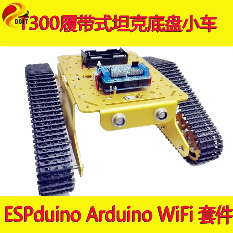 WiFi RC Control Robot Crawler Tank Chassis T300 with ESPduino Development Board+ Motor Driver Board by Android  iOS
