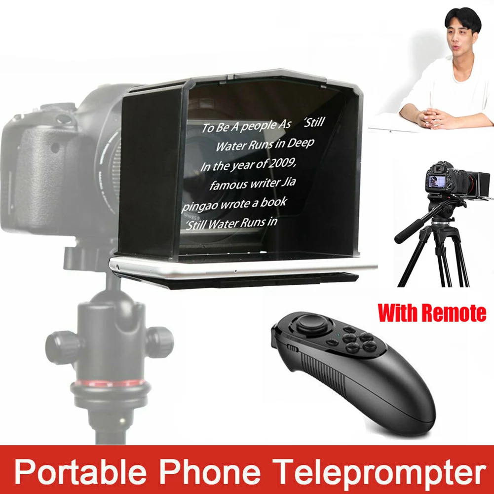 

T1 Easy Operate Photo Studio Interview Professional Teleprompter Set Practical Portable DSLR Camera With Adapter Ring Phone Use
