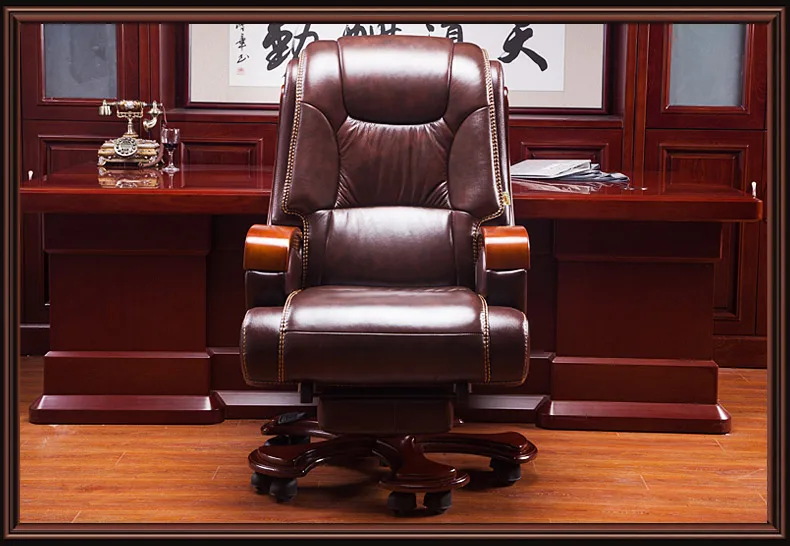 Хороший Сильный 10 колеса натуральная кожаное кресло начальника и генеральный директор стул с массажем Председателя офисное кресло