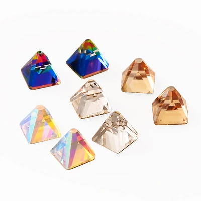 

new arrival 20 pieces pagoda shape nail art rhinestone good quality 3D nail glass gemstone Pyramid nail art crystal charms