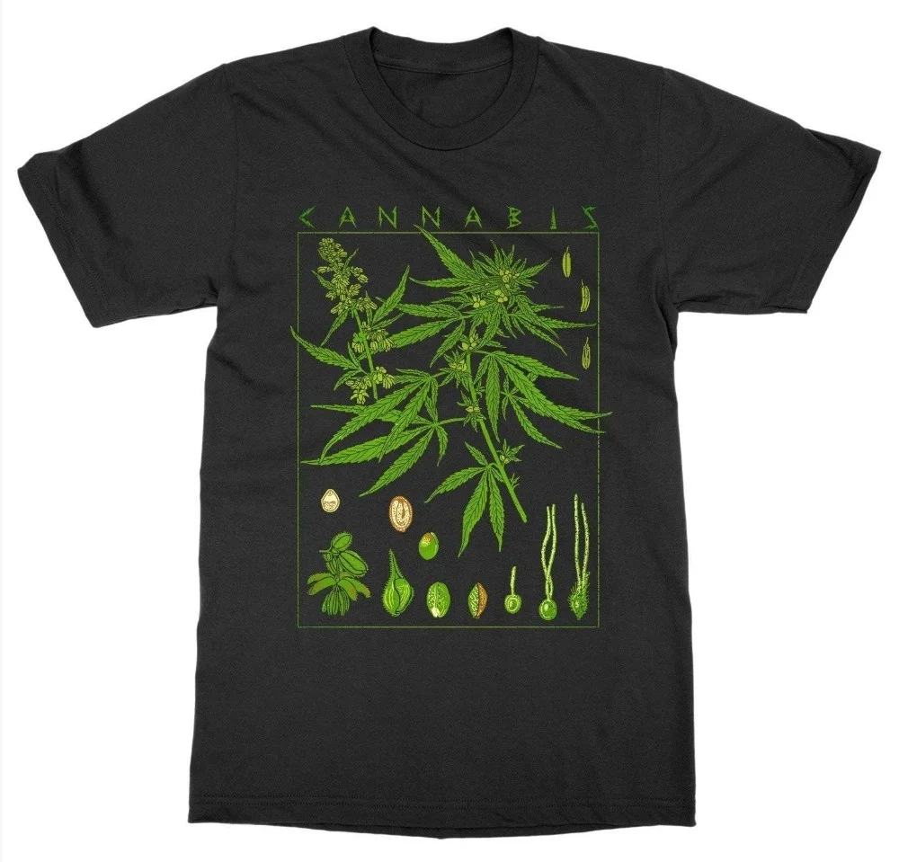 

sunfiz HJN Cannabis T-Shirt Summer FashionShort Sleeve Botanical Garden Plant Print Art Botany Bloom Fruit Flower Grow T Shirt