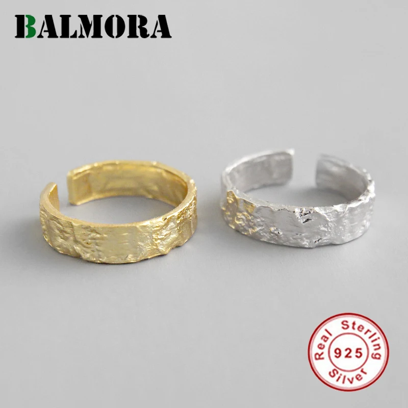 

BALMORA 1 Piece 925 Sterling Silver Irregular Stackable Stacking Open Rings for Women Midi Knuckle Ring Jewelry Anillos HFYR272