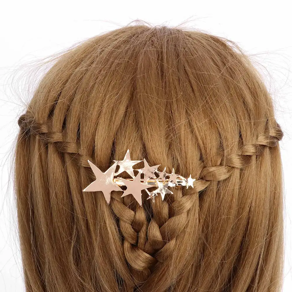 

New Women Gold Silver Star Hair Clip Barrette Hairpin Bobby Pin For Girls Gift Hair Styling Accessories