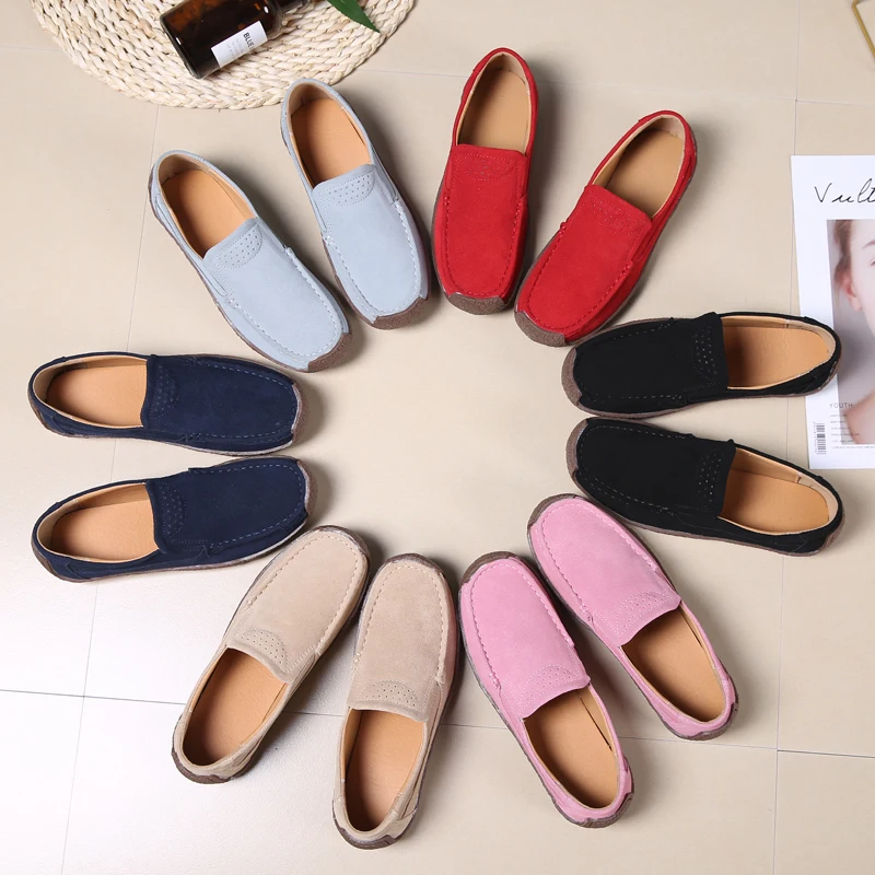 

New Designer Women Flats Shoes Suede Leather Shoes for Women Slip on Loafers Woman Tenis Feminino Footwears Female Dropshipping
