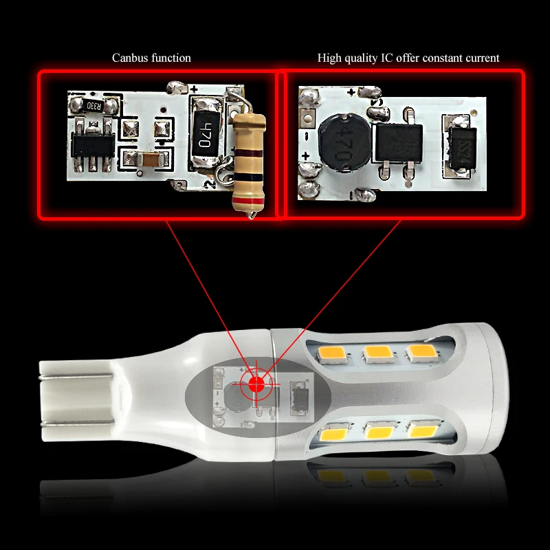 CNSUNNY светильник W16W T15 светодиодный Автомобильный Обратный светильник Canbus OBC без ошибок автоматический резервный светильник сигнал поворота Тормозная лампа Красный Янтарный Белый 12 В