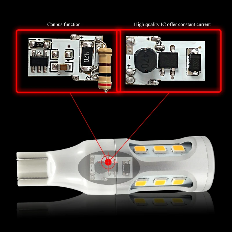 CNSUNNYLIGHT W16W T15 LED Car Reverse Bulb Canbus OBC Error Free Auto Backup Light Turn Signal Brake Lamp Red Amber White 12V 