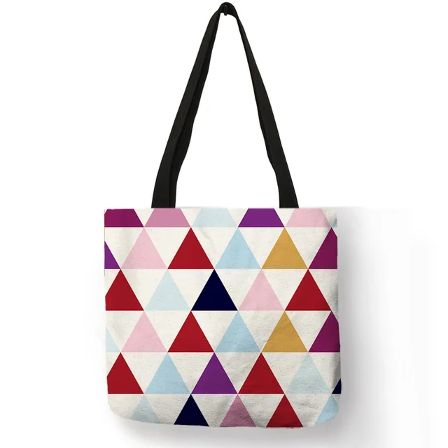 Creative Geometric Pattern Shoulder Bag Colorful Triangle Printing
