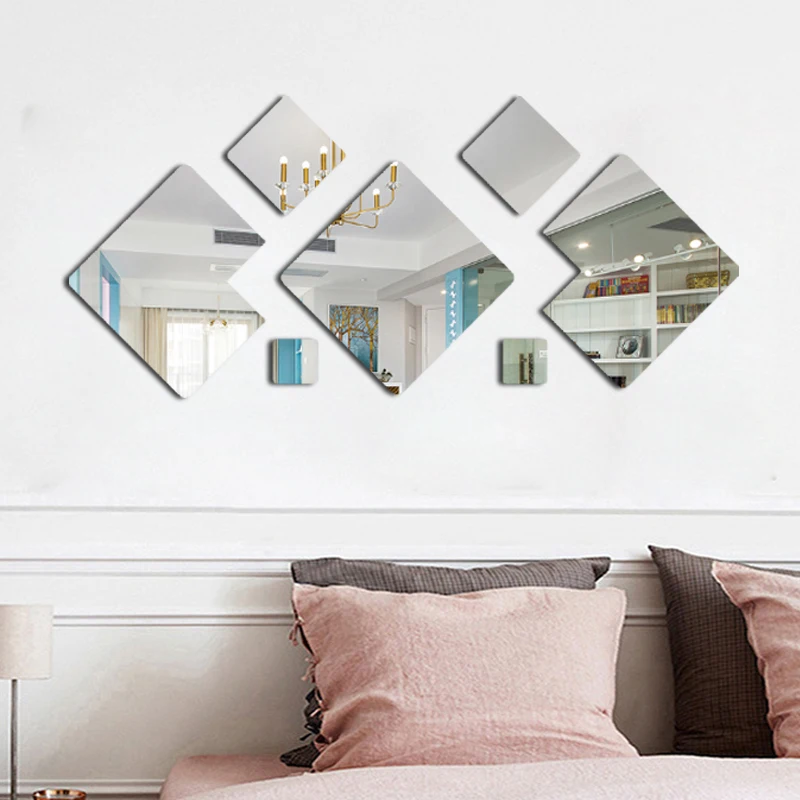3D акриловые зеркальные наклейки на стену, украшение для гостиной, Diy наклейки на стену, домашний декор, ТВ-фон, наклейка на стену
