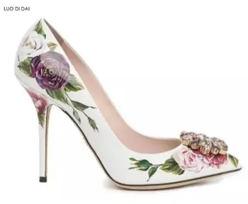 

2019 New arrival women diamond pumps party shoes glitter crystal pumps point toe flower high heels vintage wedding dress shoes