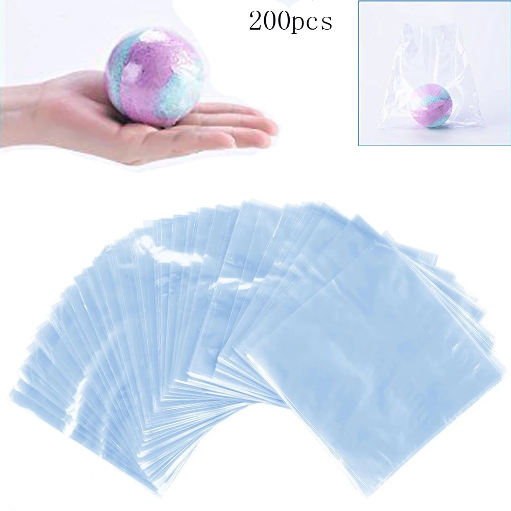 

200 Pcs 6X6 inch Waterproof POF Heat Shrink Wrap Bags for Soaps Bath Bombs and DIY Crafts (Transparent)