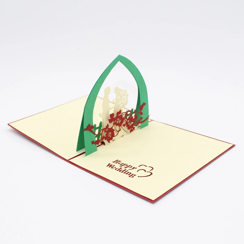  3D Laser Cut Handmade Happy Wedding Couple Lover Paper Invitation Greeting Card Anniversary Wedding - 33014442948