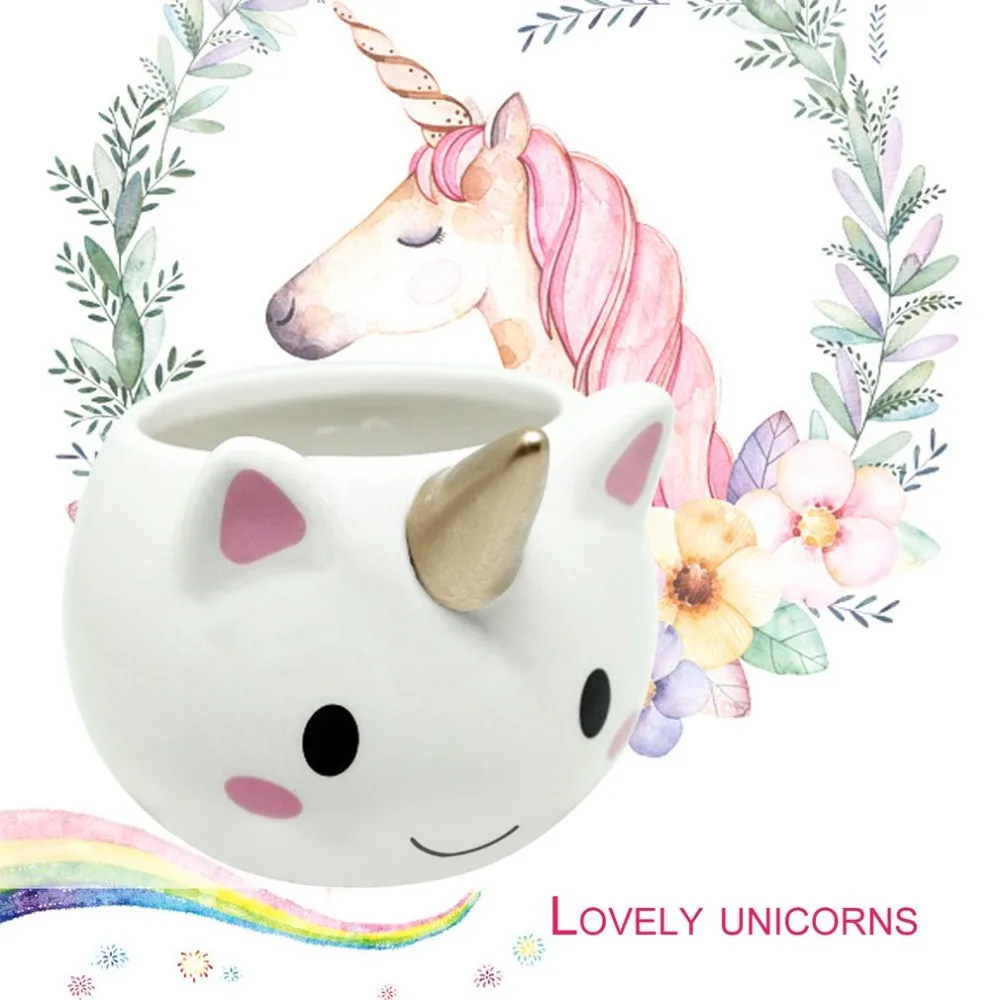PREUP 300ml Rainbow Horse Unicorn Ceramic Cup Cuteness 3D Unicorn Coffee Office Breakfast Cup Green Tea 4