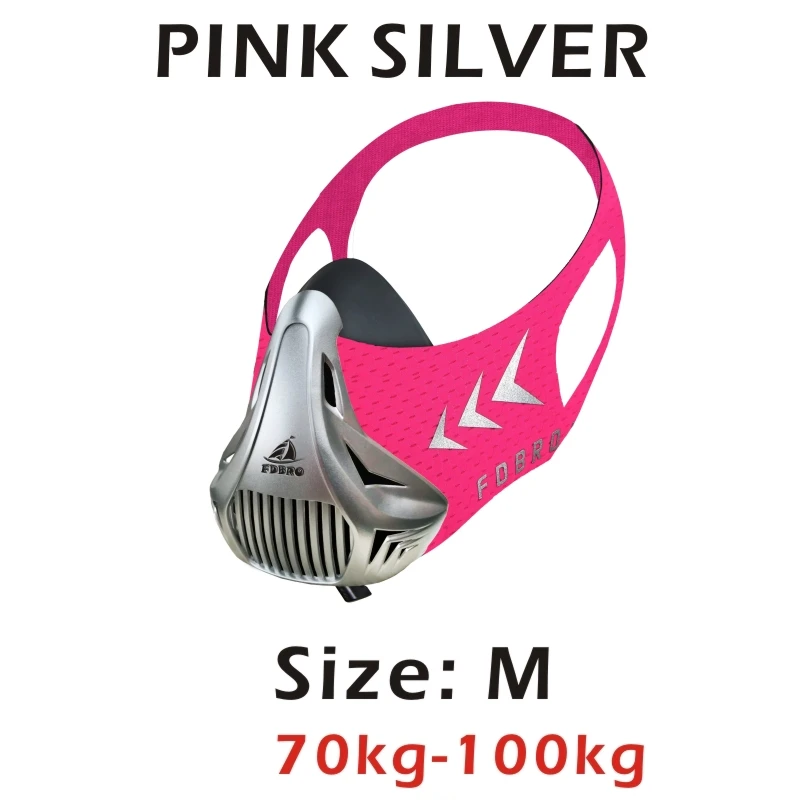 Pink Silver M FDBRO, Спортивная маска для бега, фитнеса, тренировки, сопротивление поднятию, кардио, выносливость, маски для фитнеса, тренировок, Спортивная маска 3,0 - Цвет: Pink Silver M
