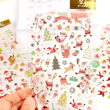 1 hoja God Foil Feliz Navidad Santa Claus DIY pegatinas decorativas álbum diario álbum de recortes etiqueta Stick