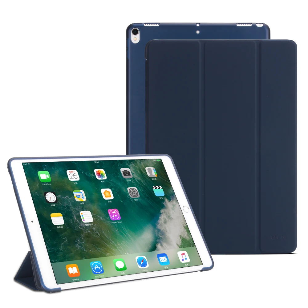 Чехол для iPad Pro 10,5 чехол ПУ; кожа; Силикон Мягкая задняя Фолио-подставка полупрозрачный смарт-чехол для iPad 10,5 дюймов авто сна