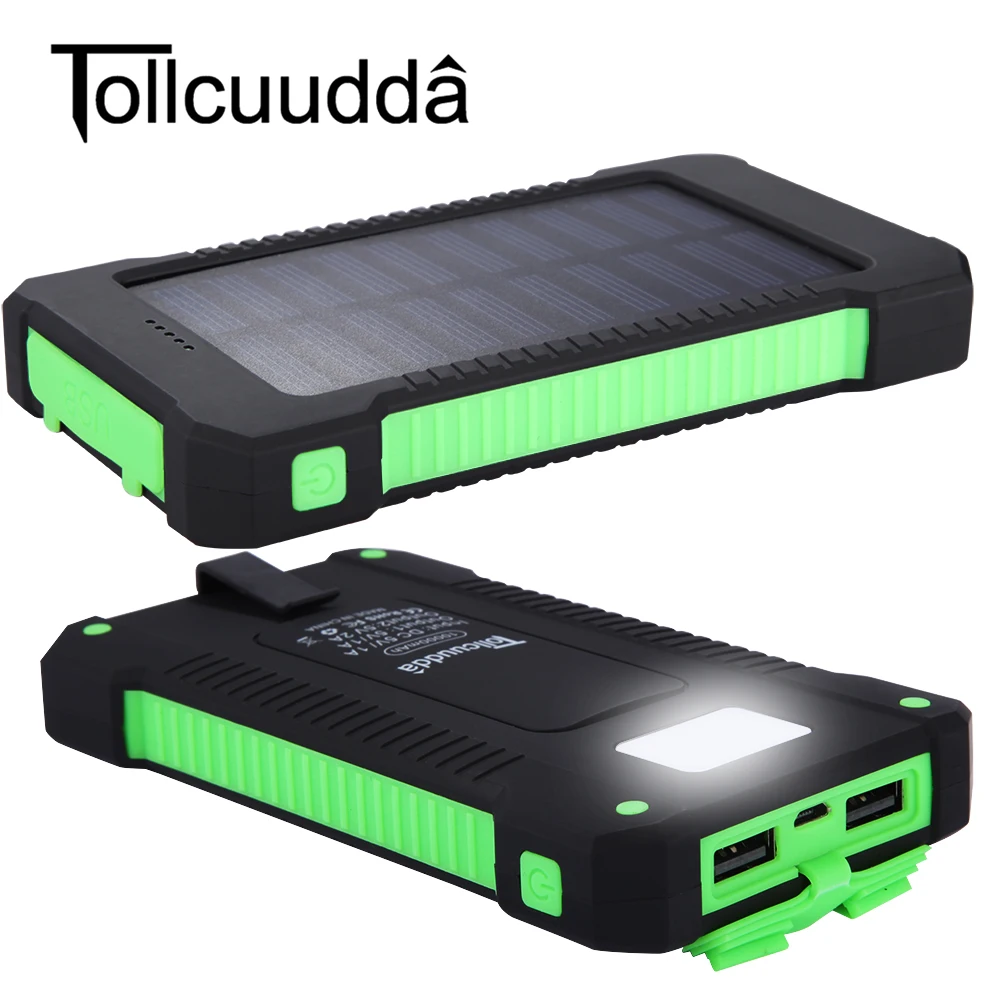 imágenes para Tollcuudda senderismo Recorrido Al Aire Libre 10000 mAh Solar Portátil Cargador de Batería Dual USB Banco de la Energía Impermeable Para Samsung iPhone Teléfono imágenes para Tollcuudda senderismo Recorrido Al Aire Libre 10000 mAh Solar Portátil Cargador de Batería Dual USB Banco de la Energía Impermeable Para Samsung iPhone Teléfono