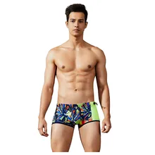 Пляжный отдых вечерние Для мужчин печати пикантные дышащей нейлоновой встроенный луч линии трусы плавание плавки спортивные шорты N10