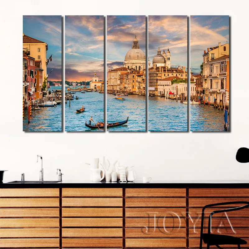 5 шт пейзаж на холсте Венеция Италия Картина на холсте вода город горизонт картины для настенное уркашение для гостинной(без рамки