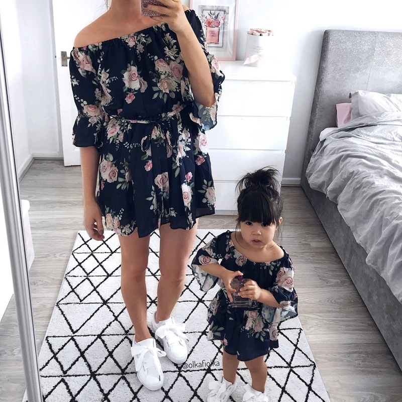 Shujin The Of Family костюм для мамы платье с открытыми плечами девочек женщин Boho