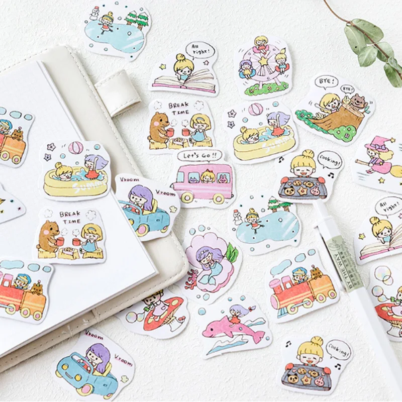 

45 pcs/ box Summer girl Decorative Stationery Stickers Adhesive Stickers DIY Decoration Diary sticker kawaii Label sticker